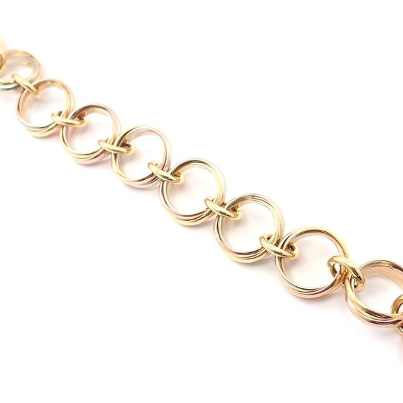 Authentic! Cartier Trinity 18k Multi Color Gold Round Wide Link Bracelet - Picture 12 of 12